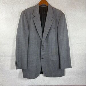 RALPH Ralph Lauren Mens 44L Wool Sport Coat Blazer Black Gray Plaid 2 Button